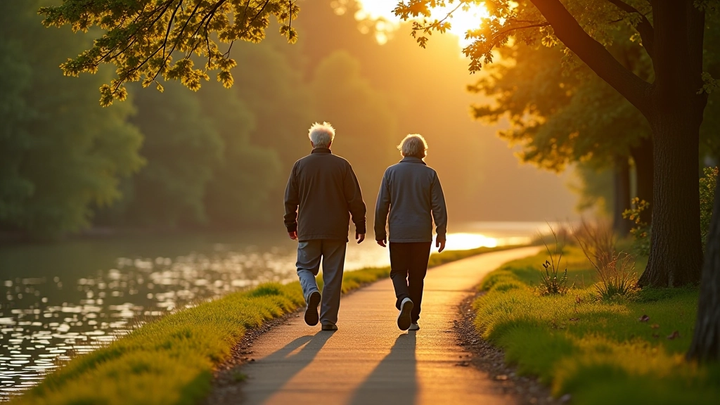 Seniorzy spacerujący nad rzeką